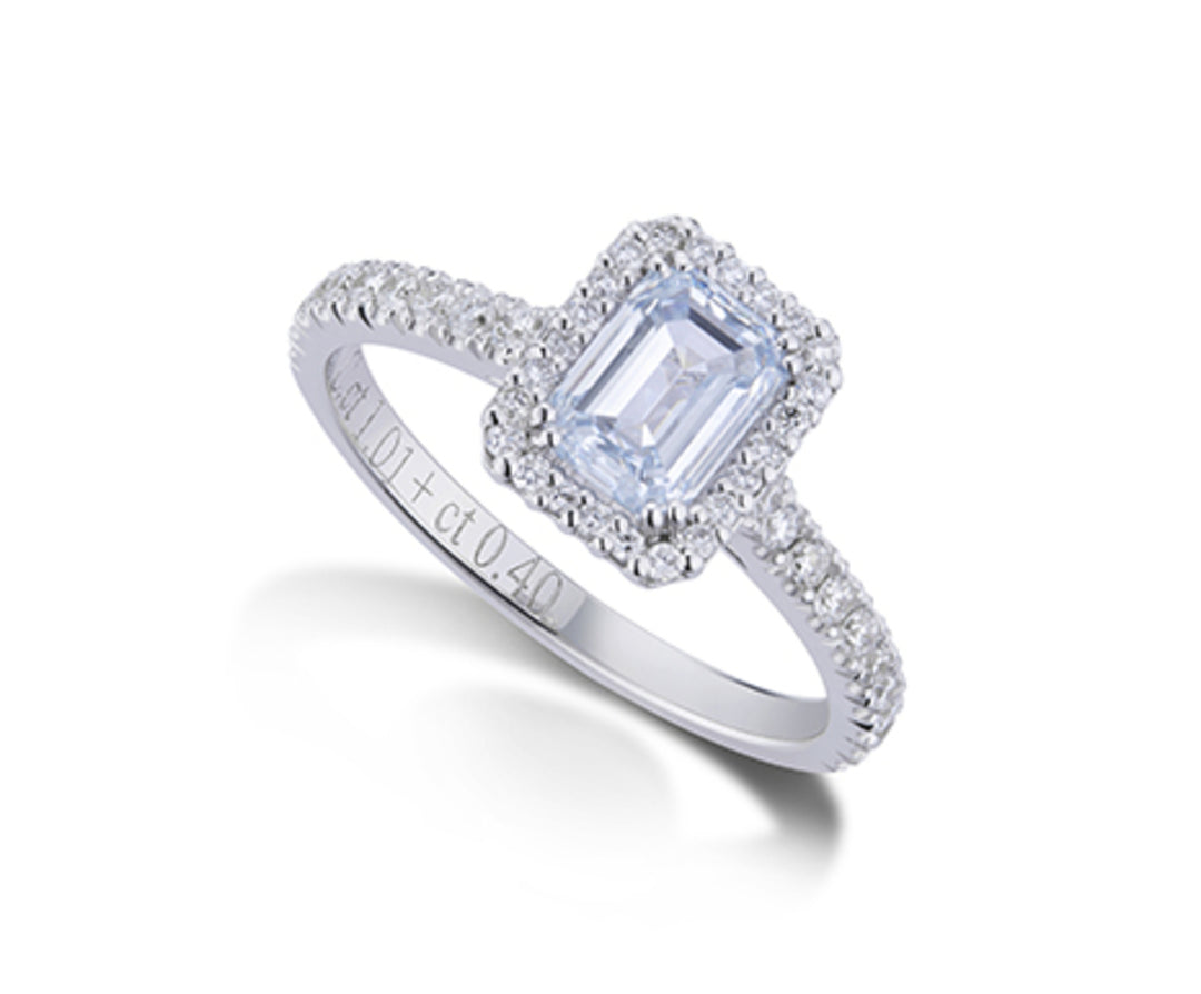 Nihama an 18kt lab g.d. f.blue ct.1,01 emerald + ct.0,40 NXDPUAN026O4BB141
