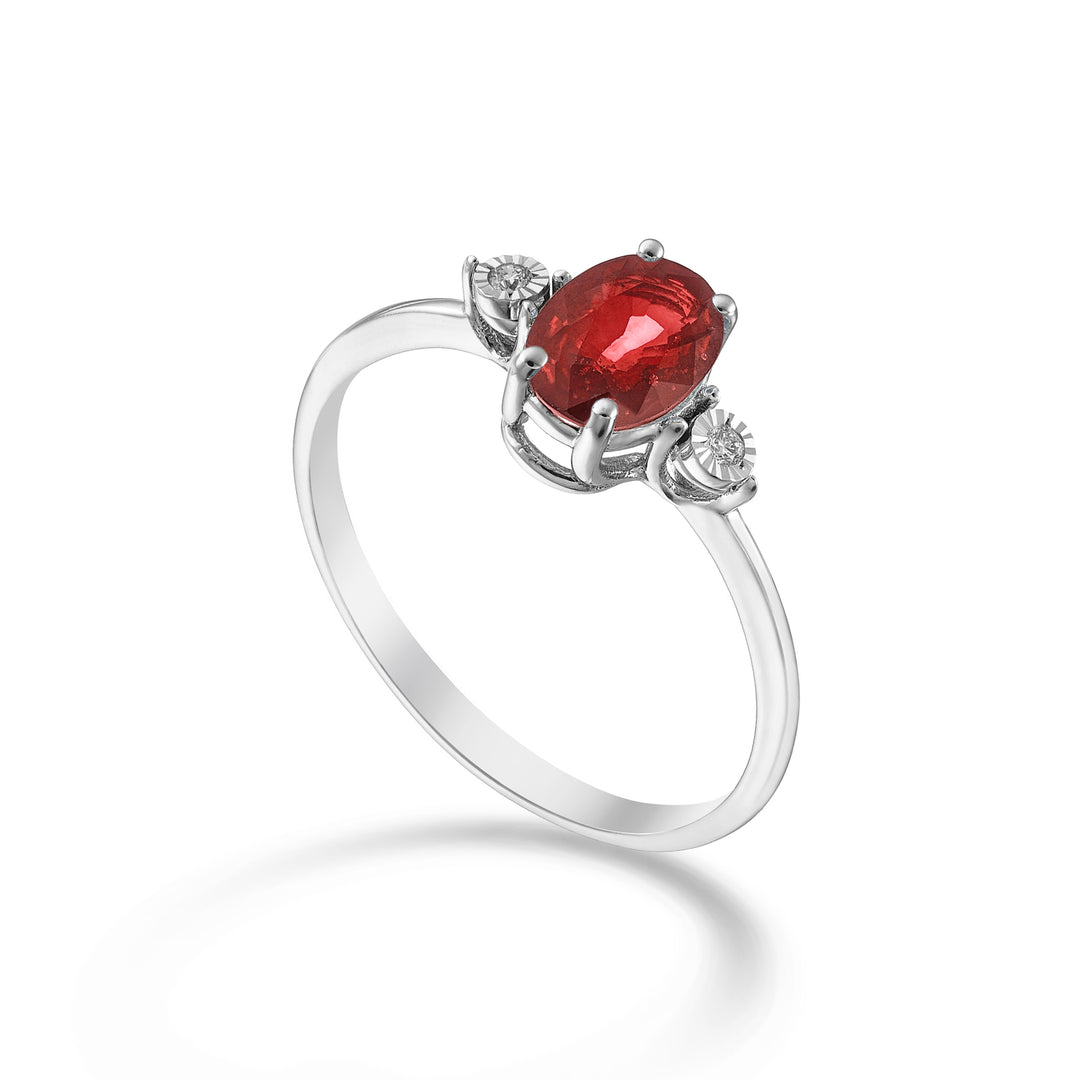 Nihama an 9k oval ruby 7x5 and side diamonds NA5213R4RBC