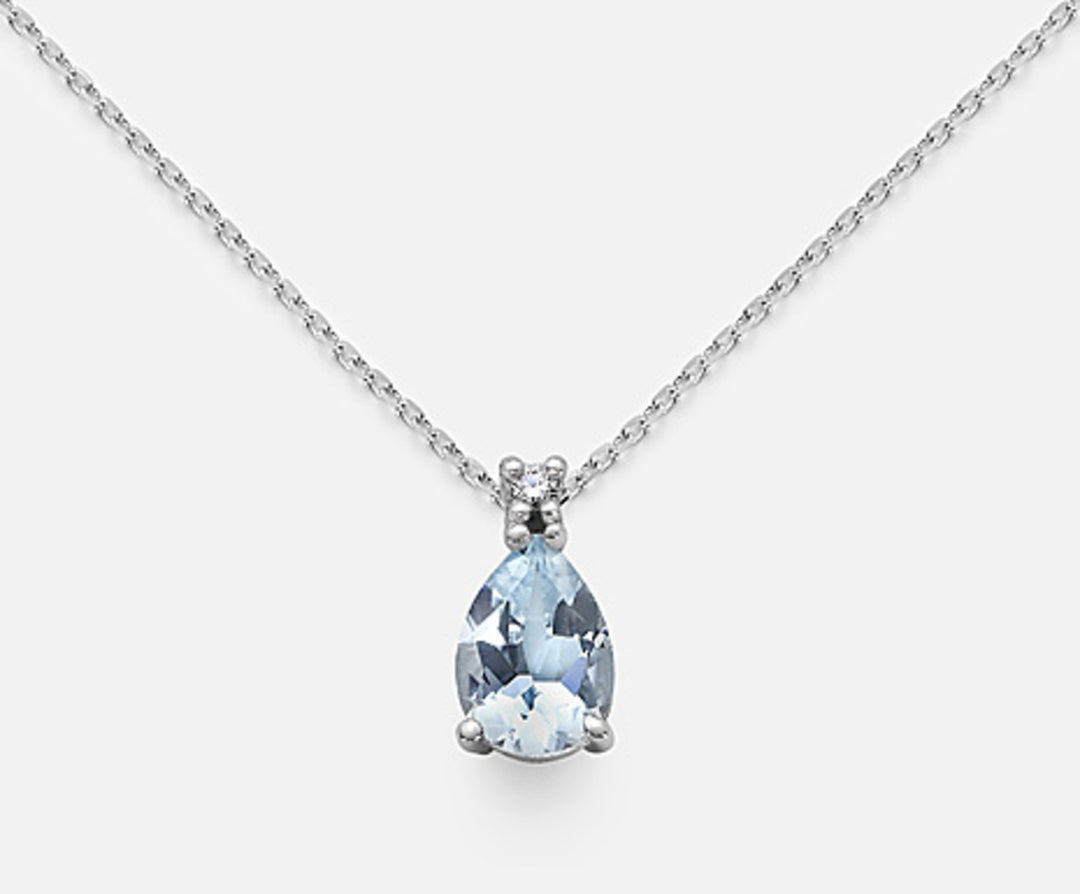 Nihama cl 18k aquamarine drop 7x5 ct.0.43 diam. ct.0,015 ND5038O4AM