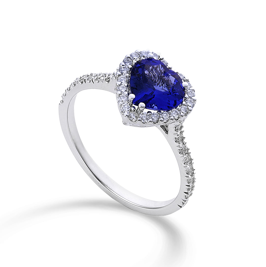 Golay thin diamond and tanzanite ring 7x7 heart shape ACLC061DITZ2-24088110090