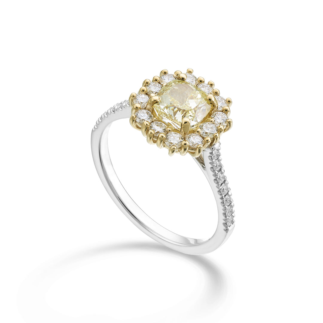 Golay fancy cushion diamond ring 6x6 contour and shank ACLC790DFY66BG-25338110287