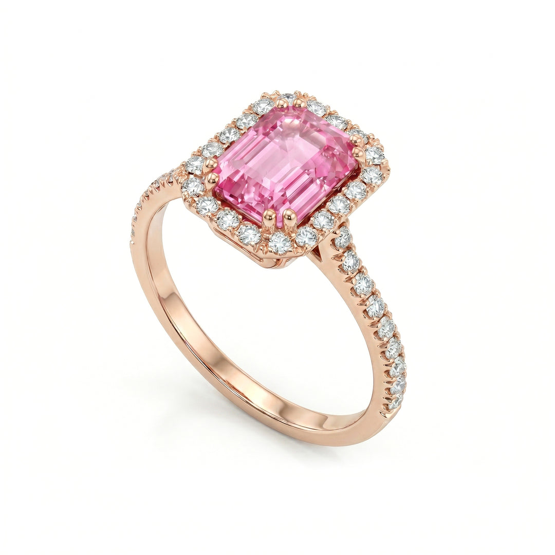 Golay octagonal pink sapphire ring 6x4 and diamonds ACLC072DIZP64-23310110109