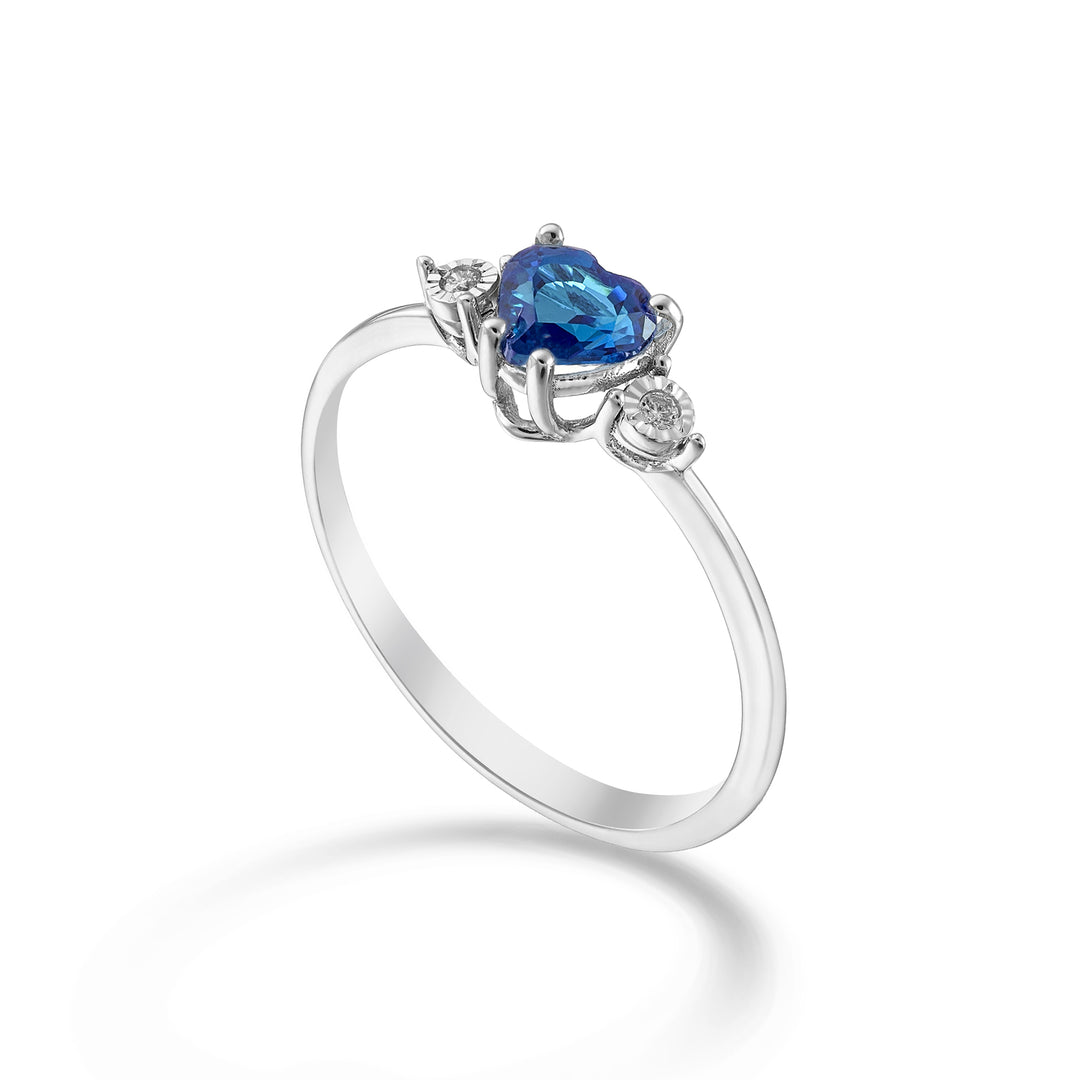 Nihama an 9k sapphire no. 5x5 heart and side diamonds NA5215R4ZFN043