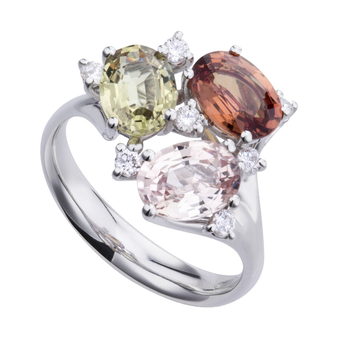Golay trilogy ring with 6x8 multicolor sapphires and ATRM001DIZMC1-20160110013
