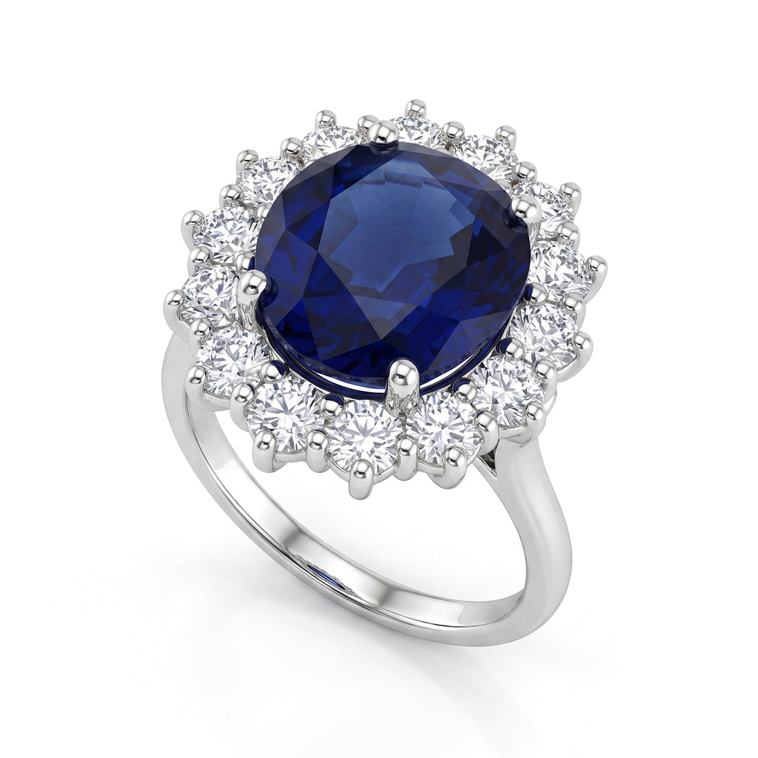 Golay ring with sapphire 10x9 mm and brilliant outline ACL102DIZB109-25304110124