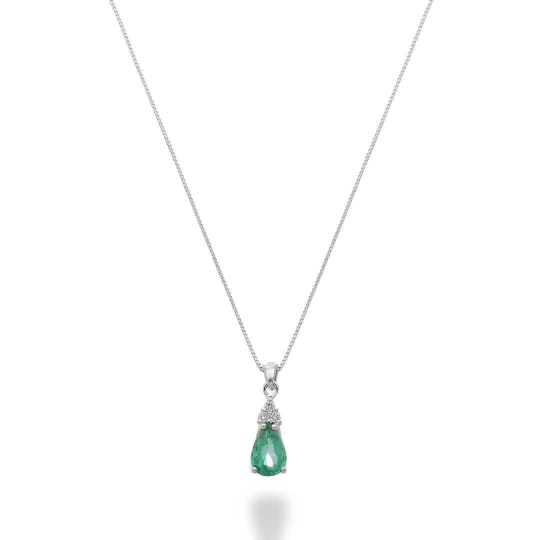 Mikiko cl 9k emerald drop 6x4 with three diamonds MD5192R4BE