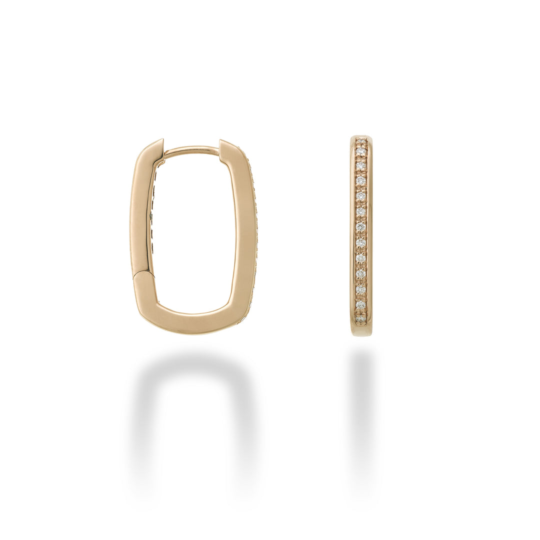 Golay square earrings in 18k rose gold with front-set diamonds GOR026O3DI