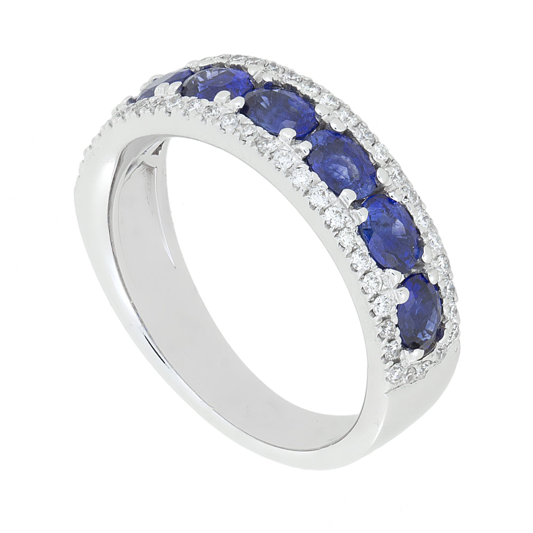 Golay half round track band ring with oval sapphires AFMG005WDIZB-16110110053
