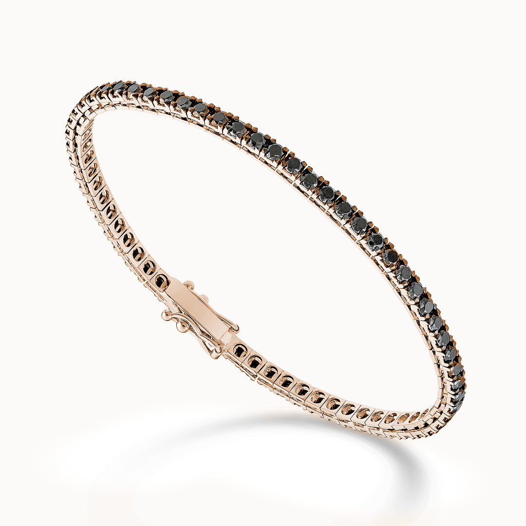 Mikiko br tennis 18k black diamonds ct. 2.80 cm.17.5 - 71 settings - stones 2.00mm. 1+11+1 rose gold MBTQ250BKO3