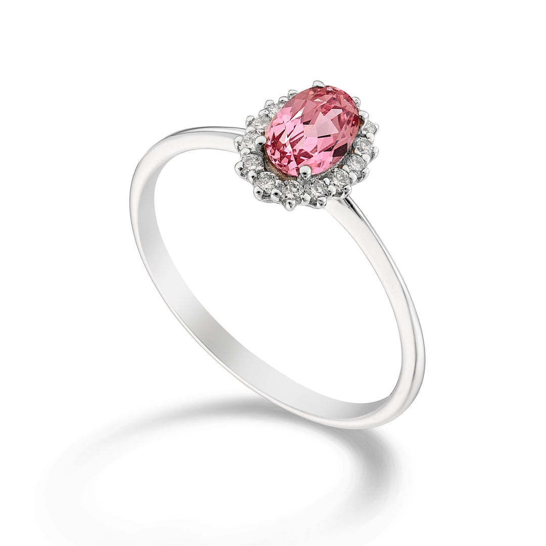Nihama an 18k oval pink sapphire 6x4 ct.0.60 diam. 0.13 ct NA5141O4ZFRP