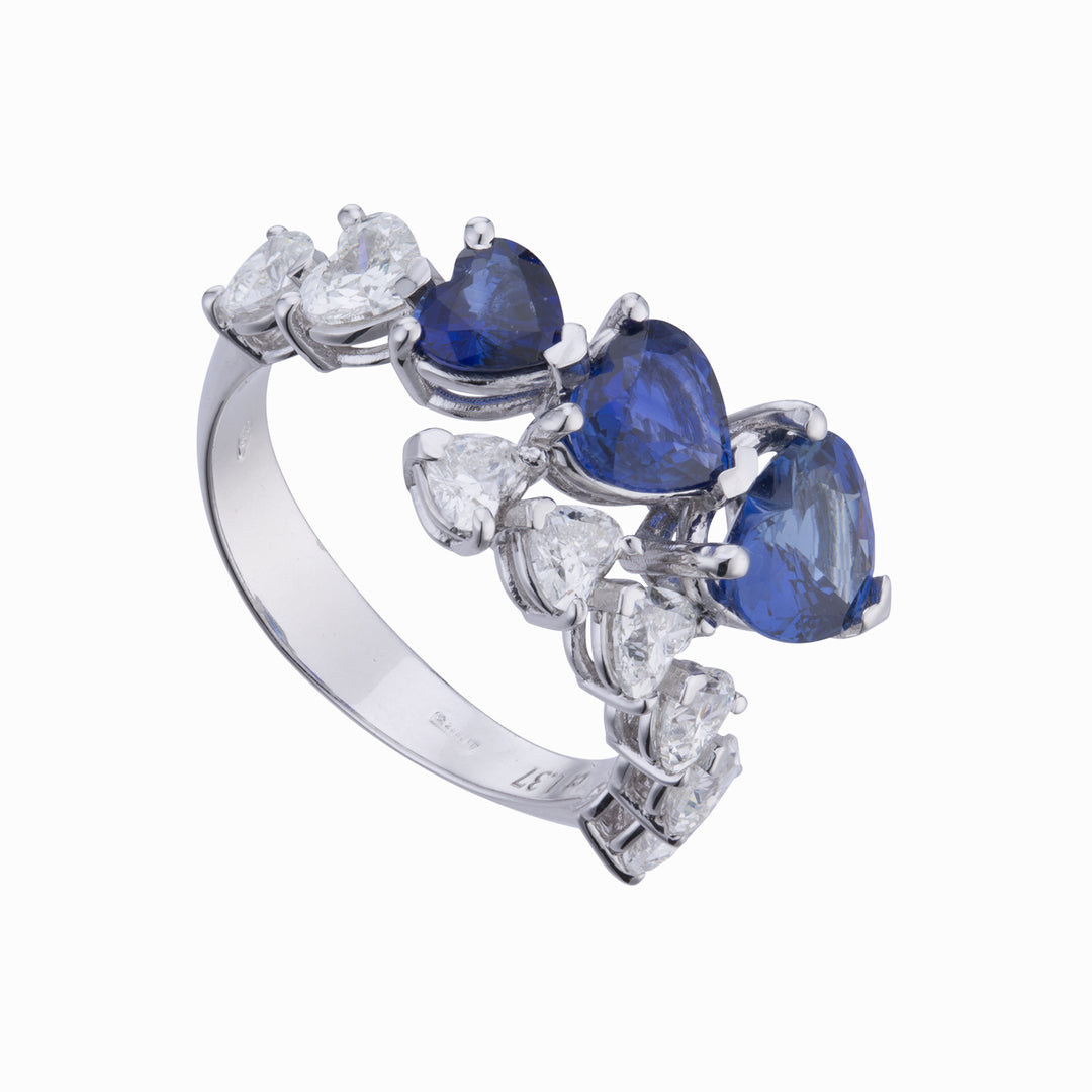 Golay contrary ring with hearts, diamonds and sapphires AETCU001DIZB-22045110063