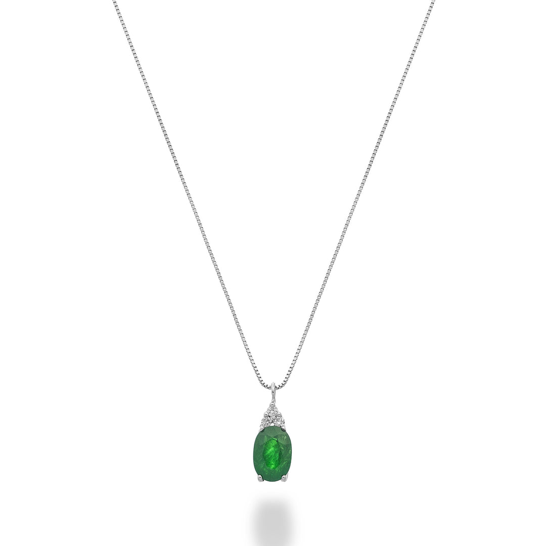 Nihama cl 18k emerald n. 6x4 oval with three diamonds ND5188O4SMN045