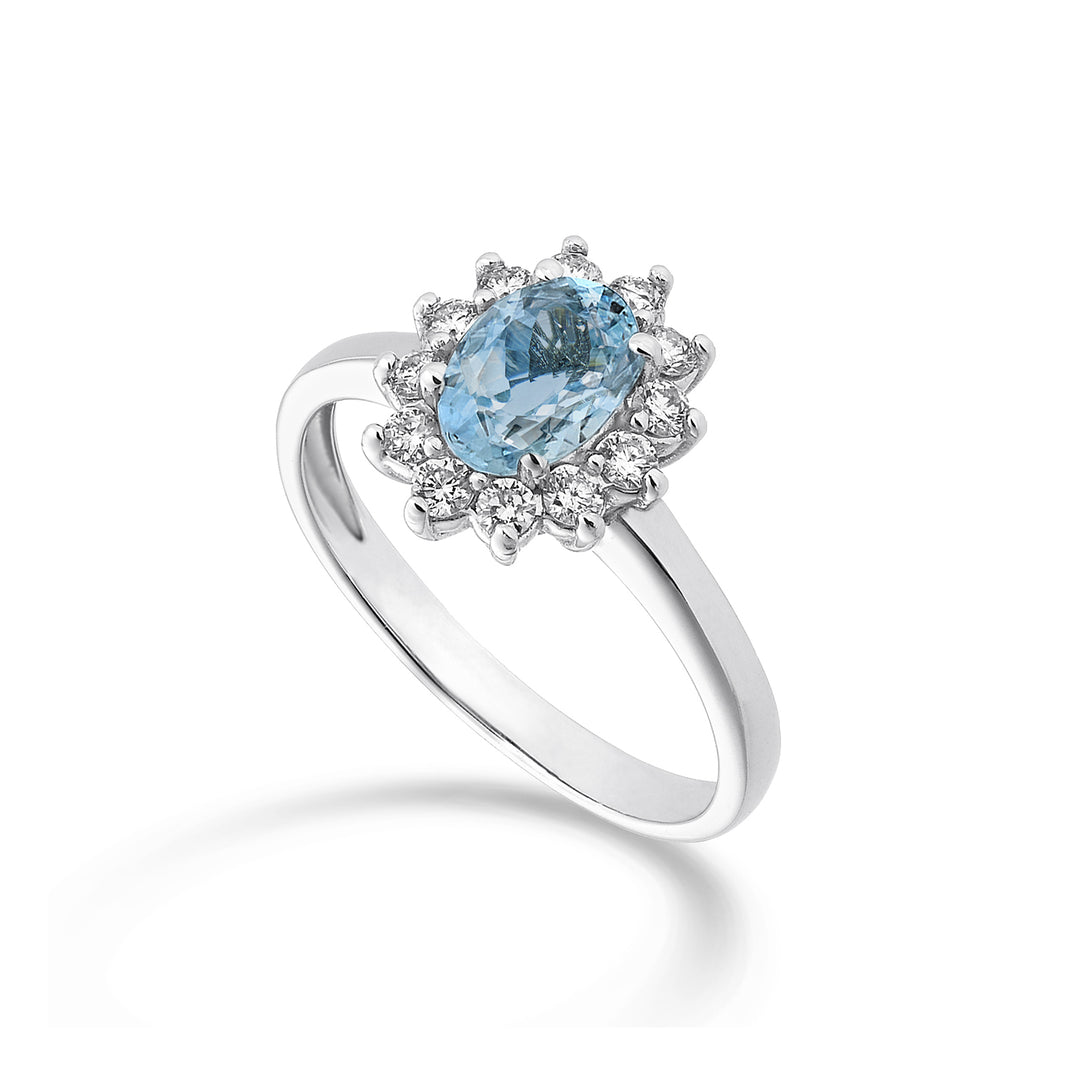 Mikiko an 9k oval aquamarine 6x4 ct.0.30 diam. 0.23 ct MA5093R4AM