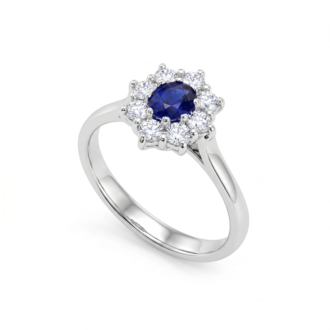 Golay oval sapphire ring 5x4 and contour 8 stones ACLC461DZB54-24199110014