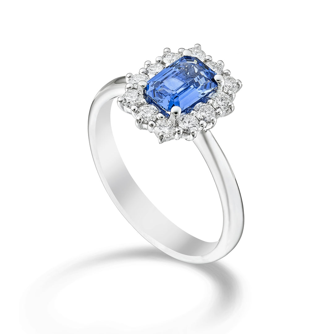 Golay sapphire ring 7x5 octagonal and contour 12 stones ACL058DIZB2-23299110009