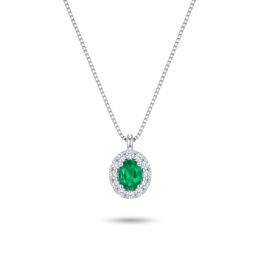 Nihama cl 18k oval emerald 4x3 with diamond surround ND5201O4SMN