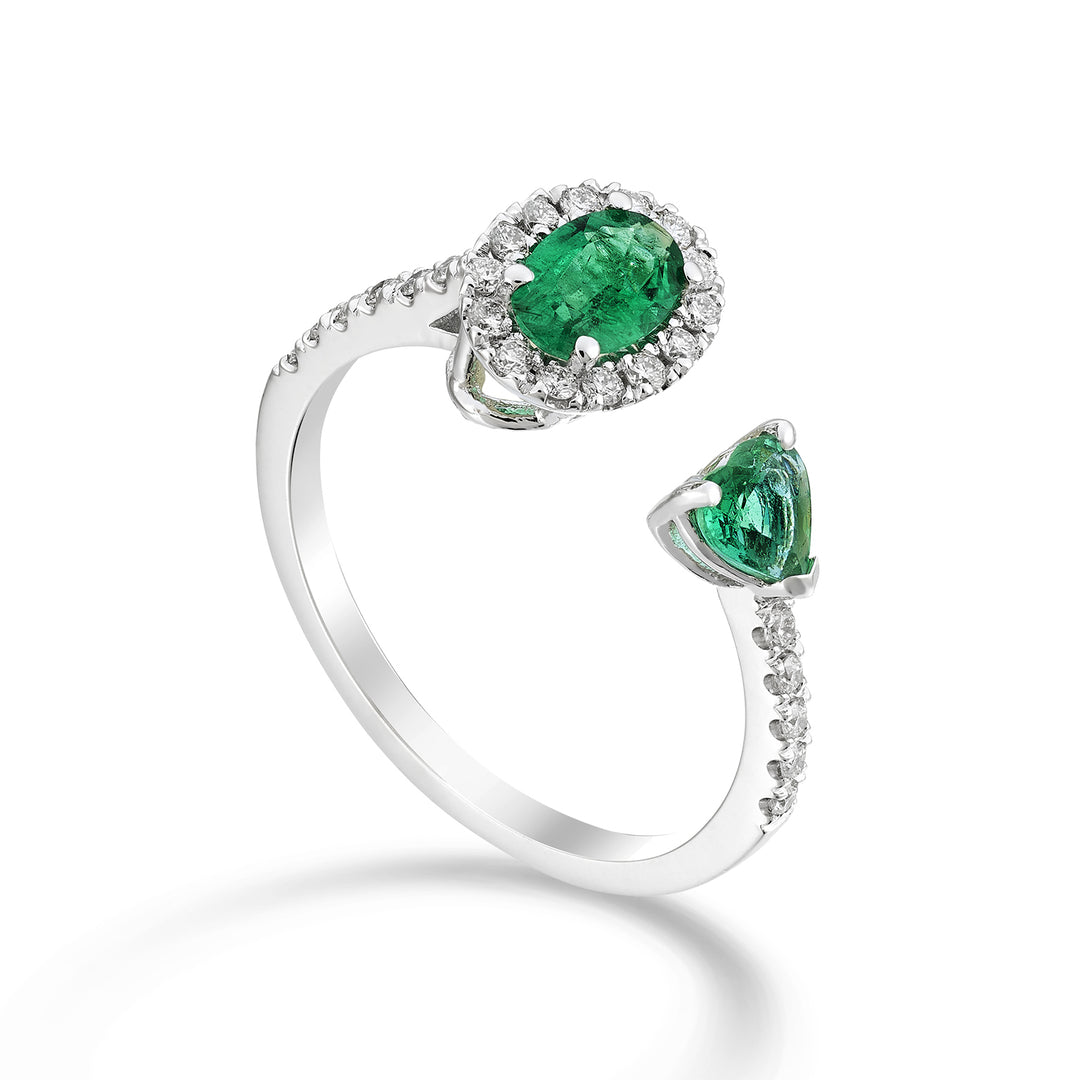 Golay contrary ring emerald heart 4x4 and oval 6x4 ACLC305DSM-23103110001