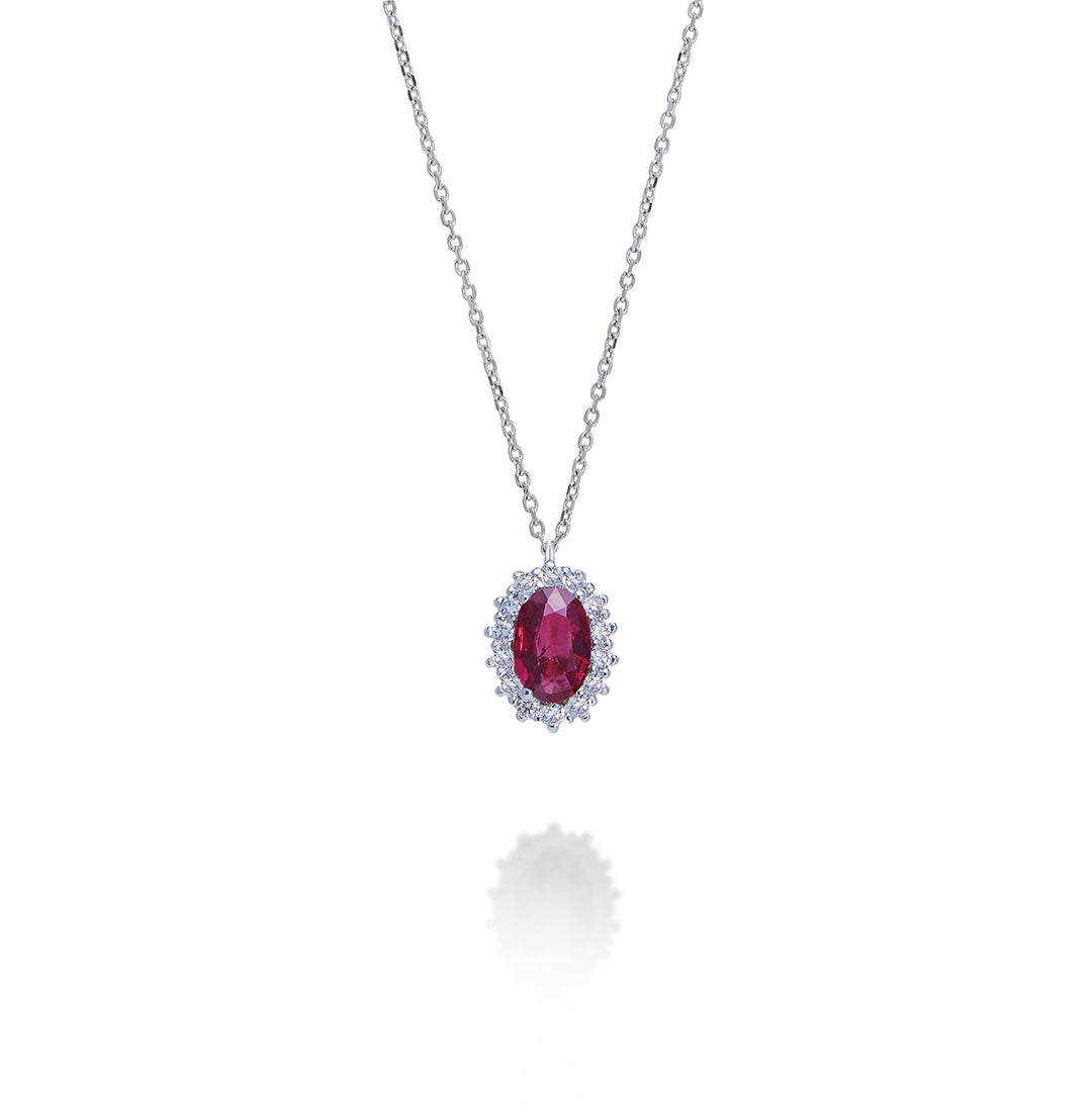 Mikiko cl 18k ruby ​​n. oval 6x4 ct.0.40 diam. ct.0.13 MD5086O4RBN