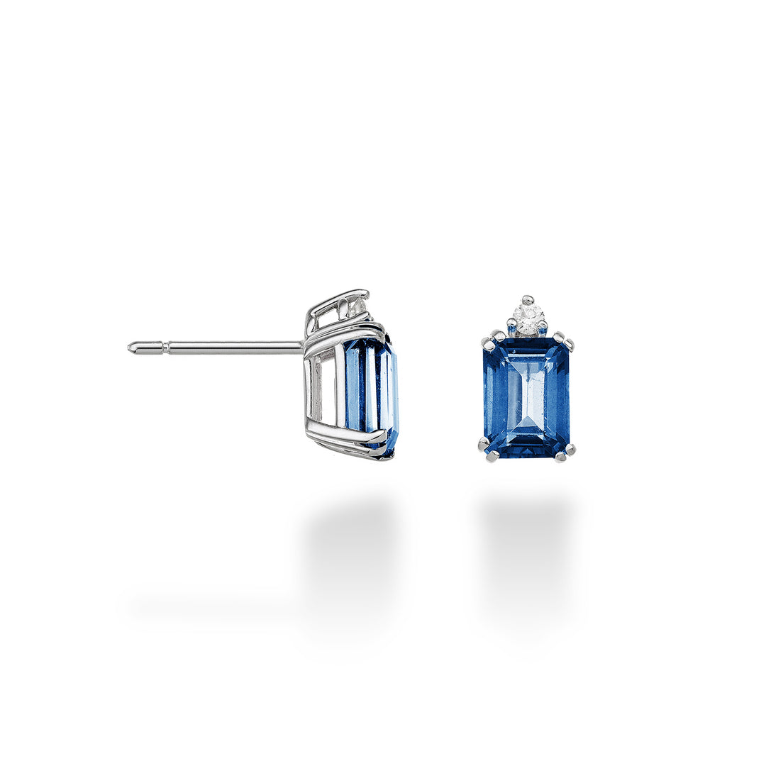 Mikiko or 18k octagonal London blue topaz 7x5 ct.2,40 diam. ct.0.05 MOCL090DITPBL2O4
