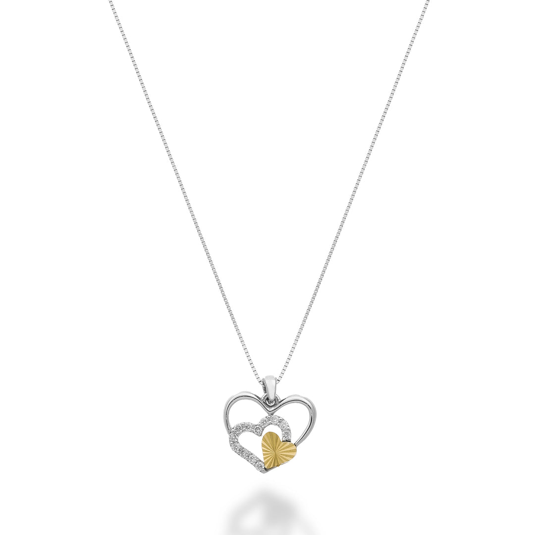 Mikiko cl 9k fantasy with hearts and diamonds in white gold, with heart element in yellow gold MD5199R7BR006