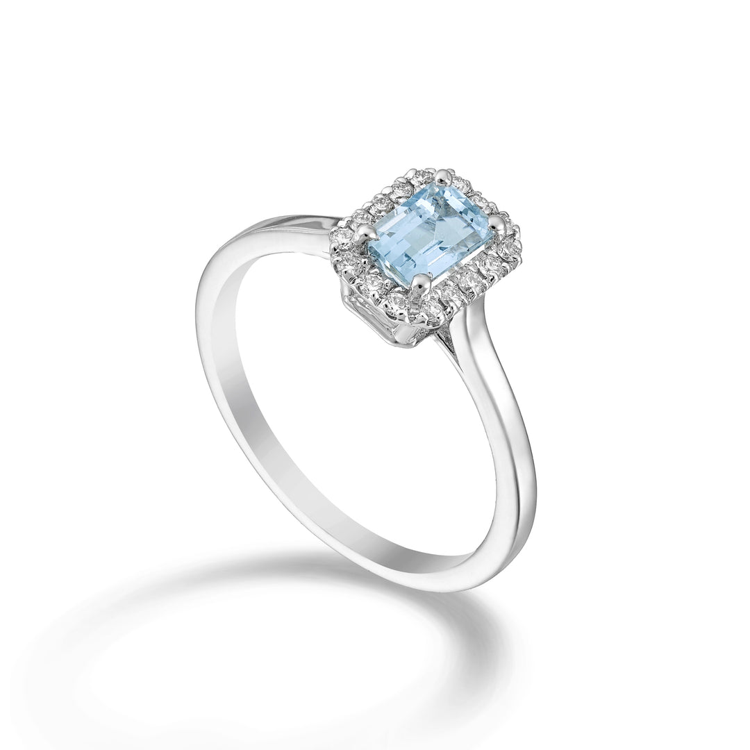 World Diamond Group aquamarine ring Oct. 7x5 and diam., smooth shank ACL072DIAQ3-26012110066