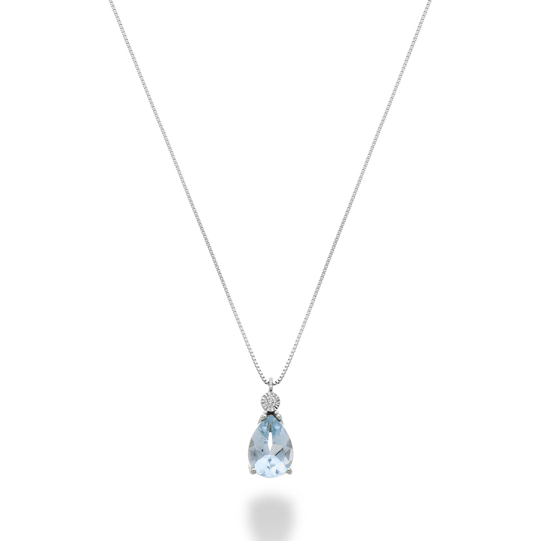 Mikiko cl 18k aquamarine drop 7x5 with diamond MD5194O4AM