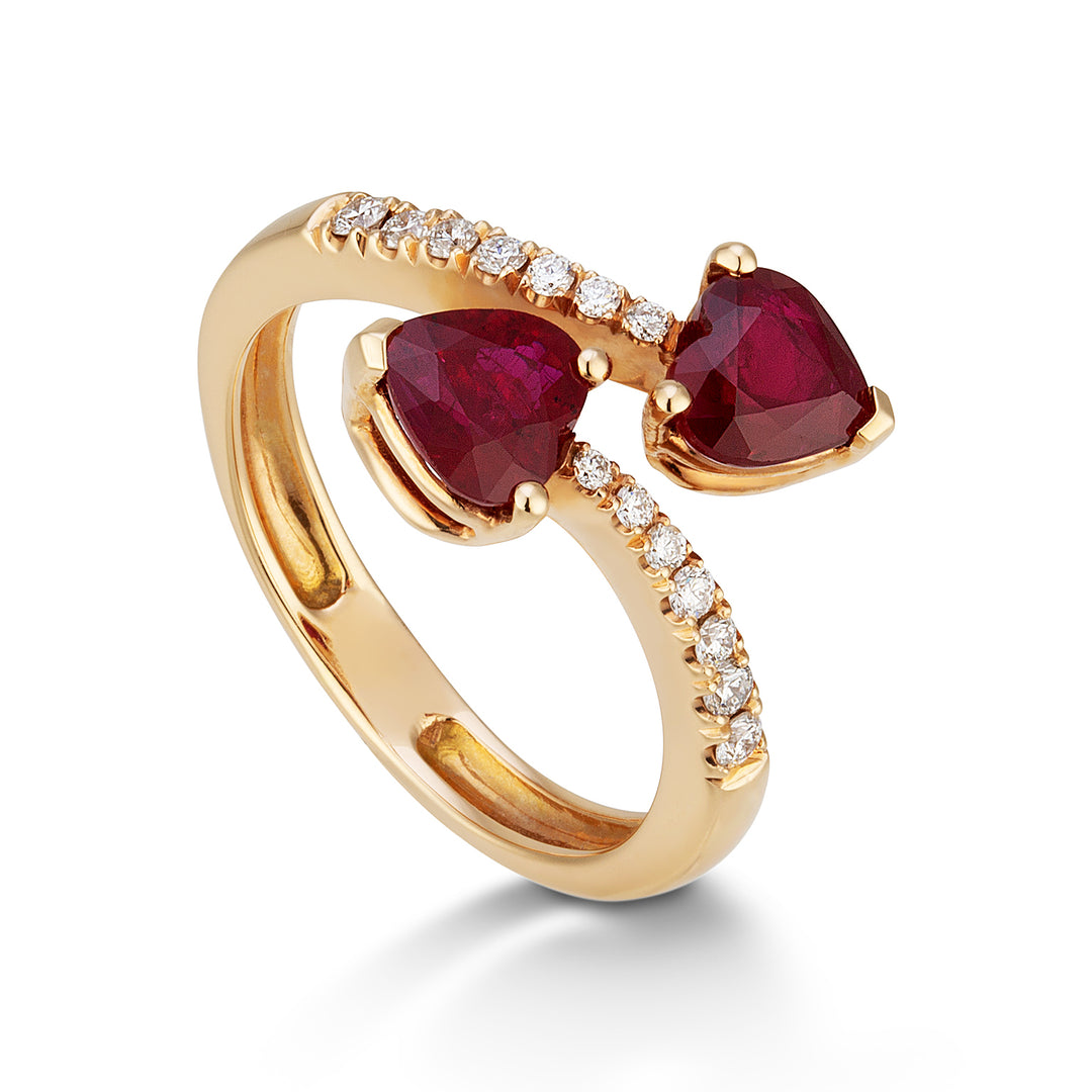 Golay ring with heart-shaped rubies 6x5 and diamonds ACLC120DIRU-22047110065