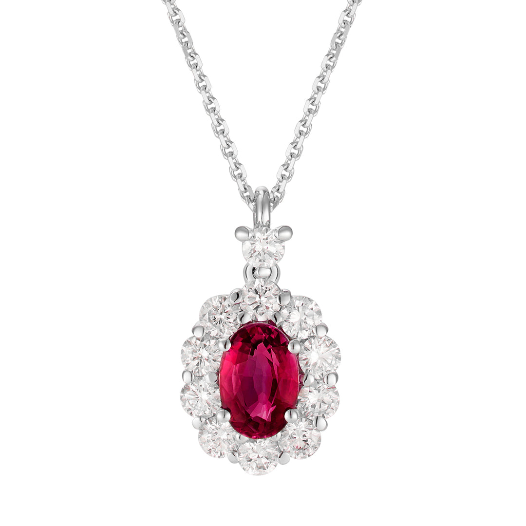 Golay 6x4 oval ruby necklace and diamond outline PCL042DIRU1-26111110409