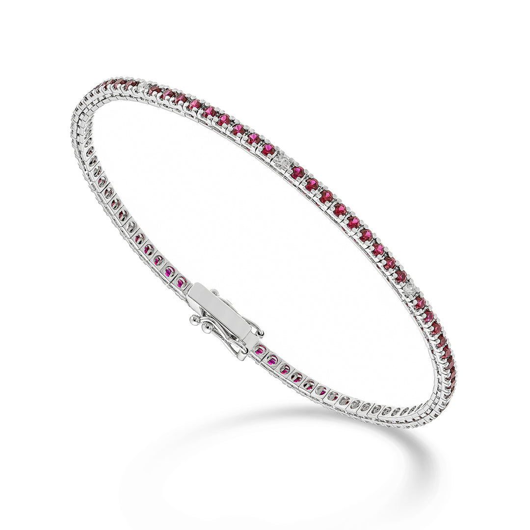 Mikiko br tennis 18k rubies 2.00 ct diamonds 0.18 ct 17.5 cm - 80 settings MBTQ220RBRDIO4
