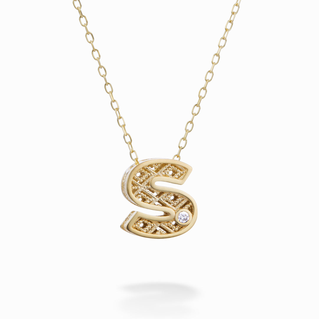 Mikiko cl 18k yellow gold letter s diam. ct.0,01 MDLETSO1