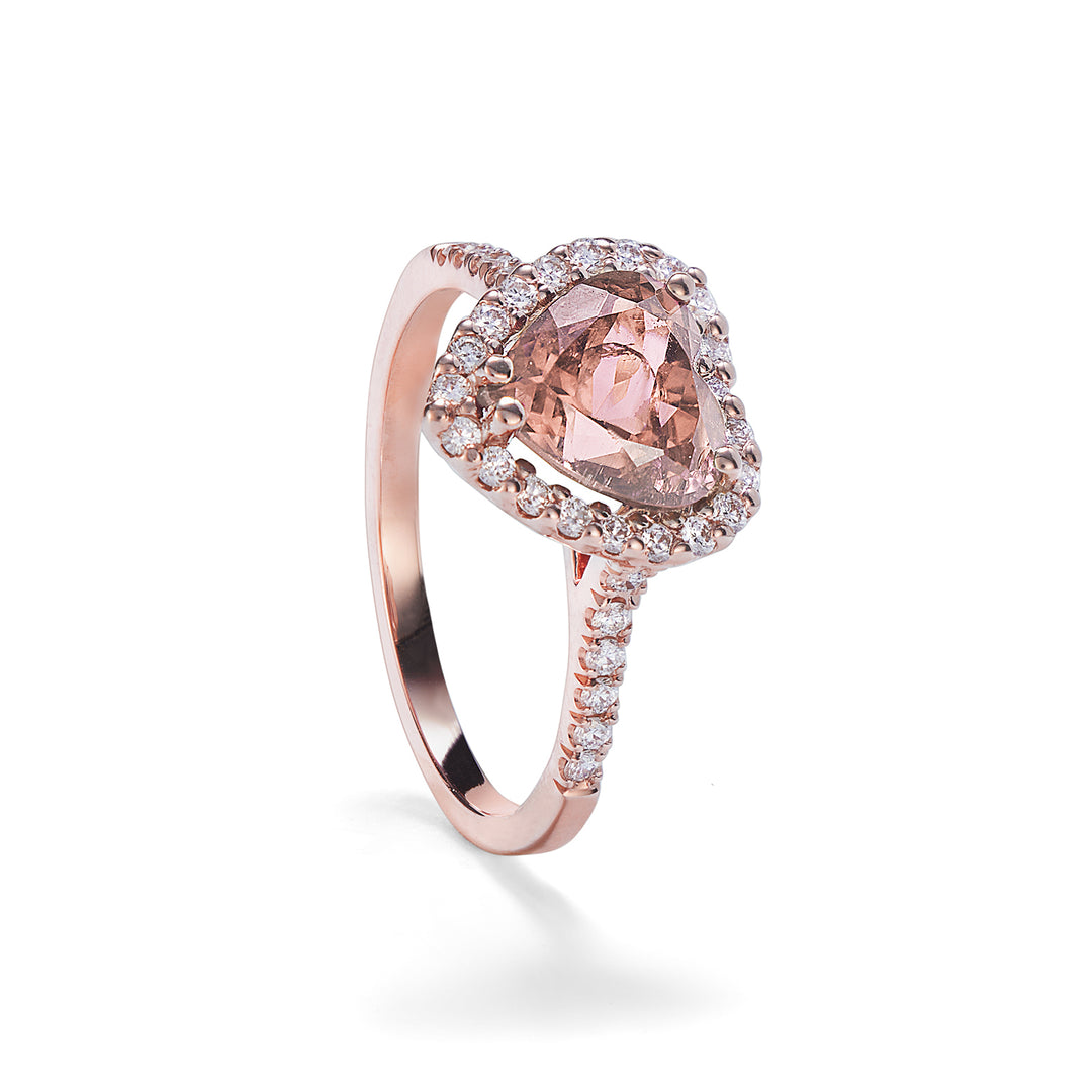 World Diamond Group thin diamond and morganite ring 7x7 heart shape ACLC061DIMO2-24064110067