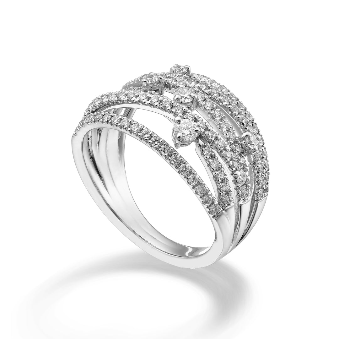 Golay six rows recessed diamond ring, with spot AMF7951DB-25353110018