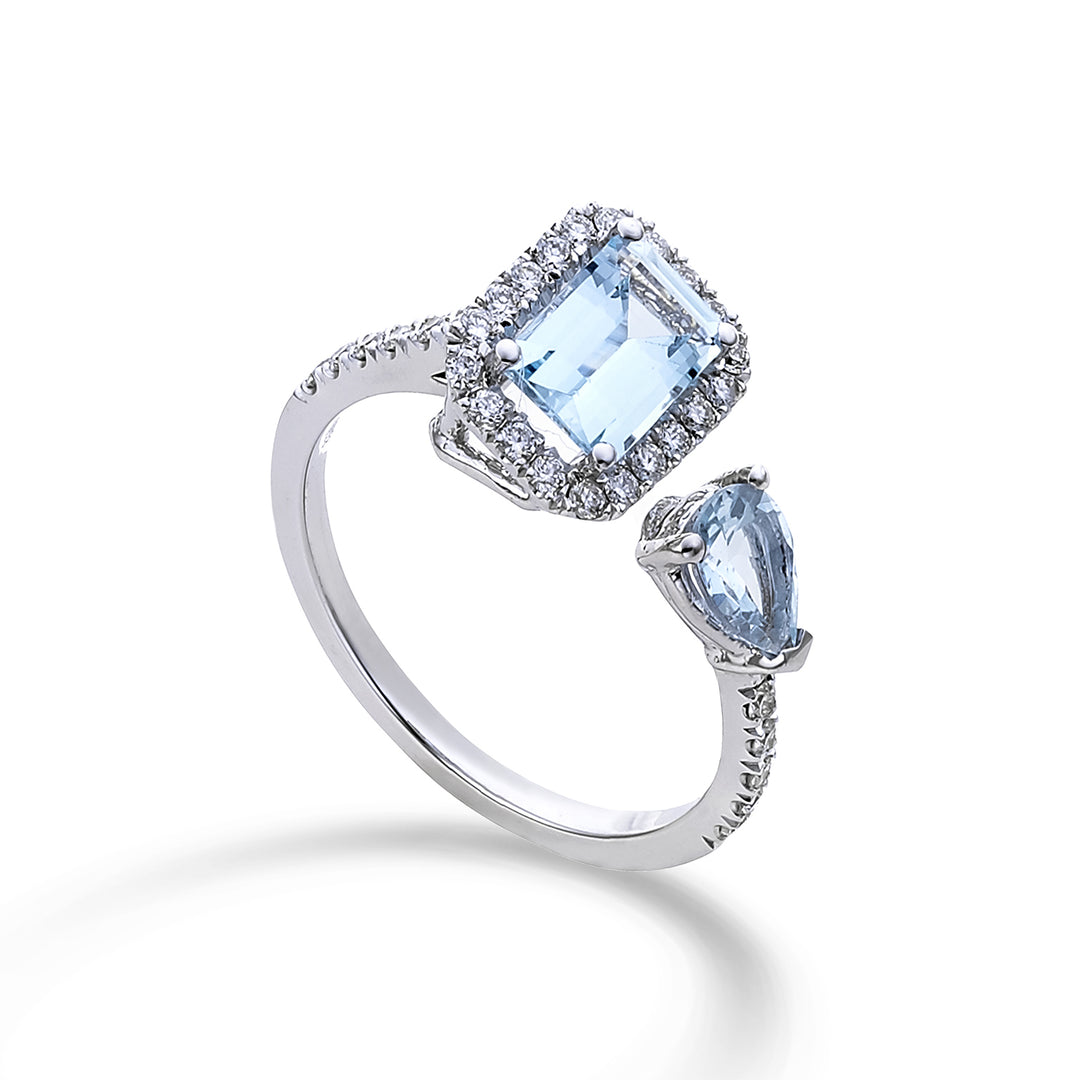 Golay aquamarine contrary ring oct.6x4 and drop 6x4 ACLC303DIAQ64-23193110019