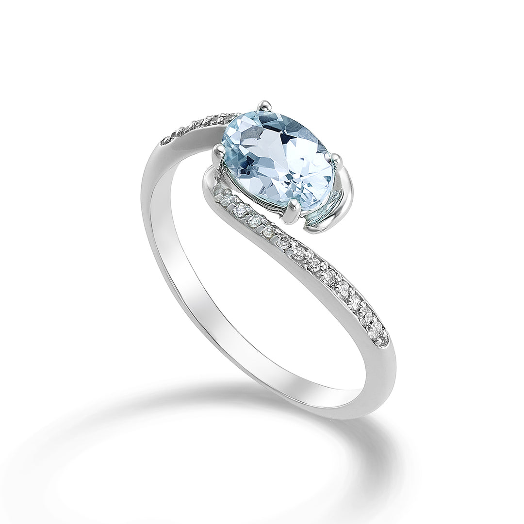 Nihama an 18k oval aquamarine 7x5 ct.0,50 diam. ct.0,085 NA5101O4AM