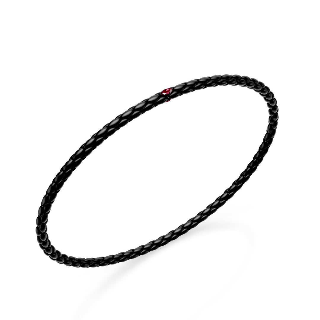 Golay black titanium bracelet, with herringbone link and element with two marquise rubies 18.5cm GBR039E1RUNE-185