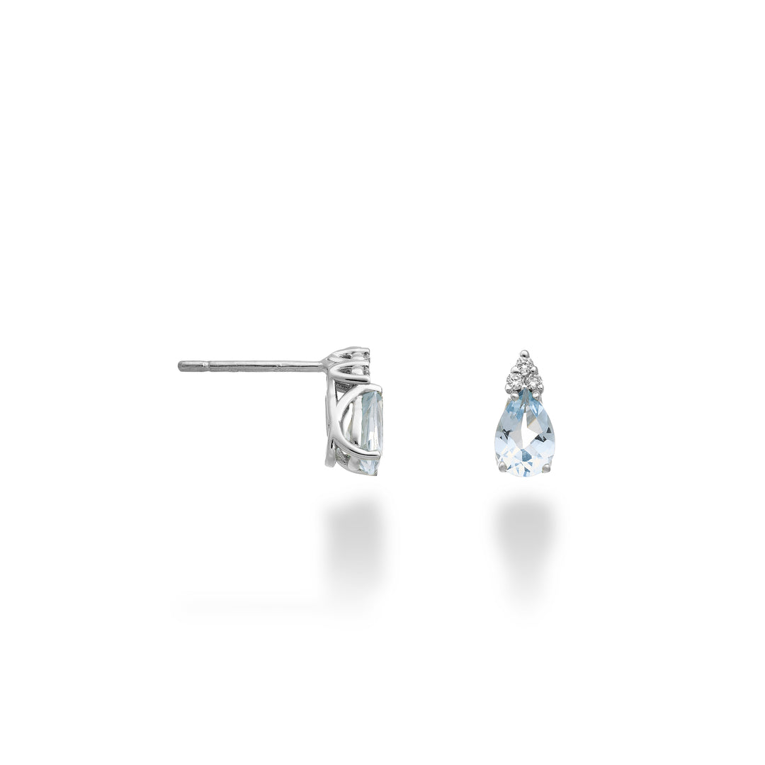 Mikiko or 18k aquamarine drop 6x4 and three diamonds MO5173O4AM