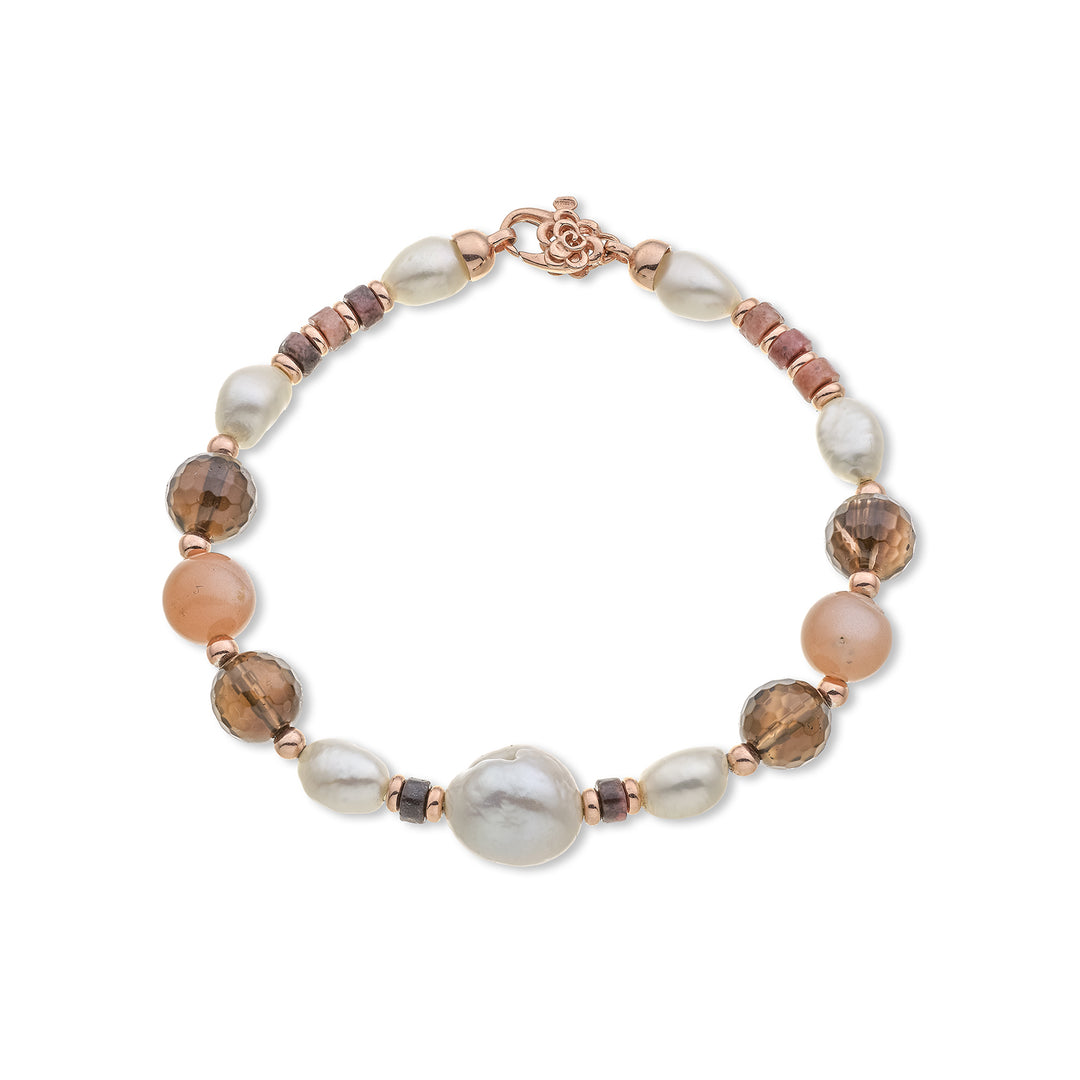 Mikiko br ag925 fw bar 6/7 nucl. 11/12 smoky quartz and moonstone 8mm MB7453A3SMOKE QUARTZ