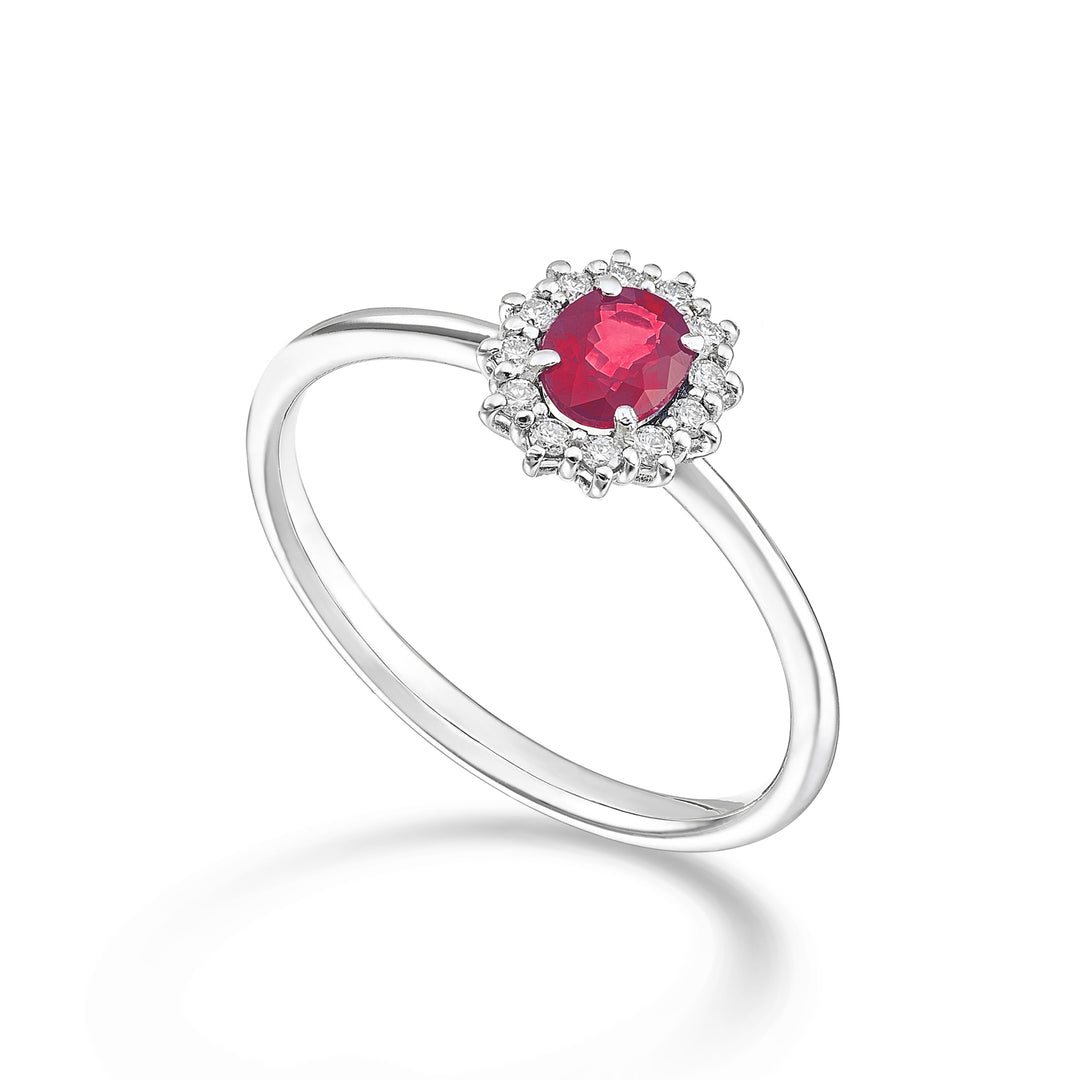 Nihama an 18k oval ruby ​​5x4 ct.0,40 diam. 0.10 ct NA5167O4RBC