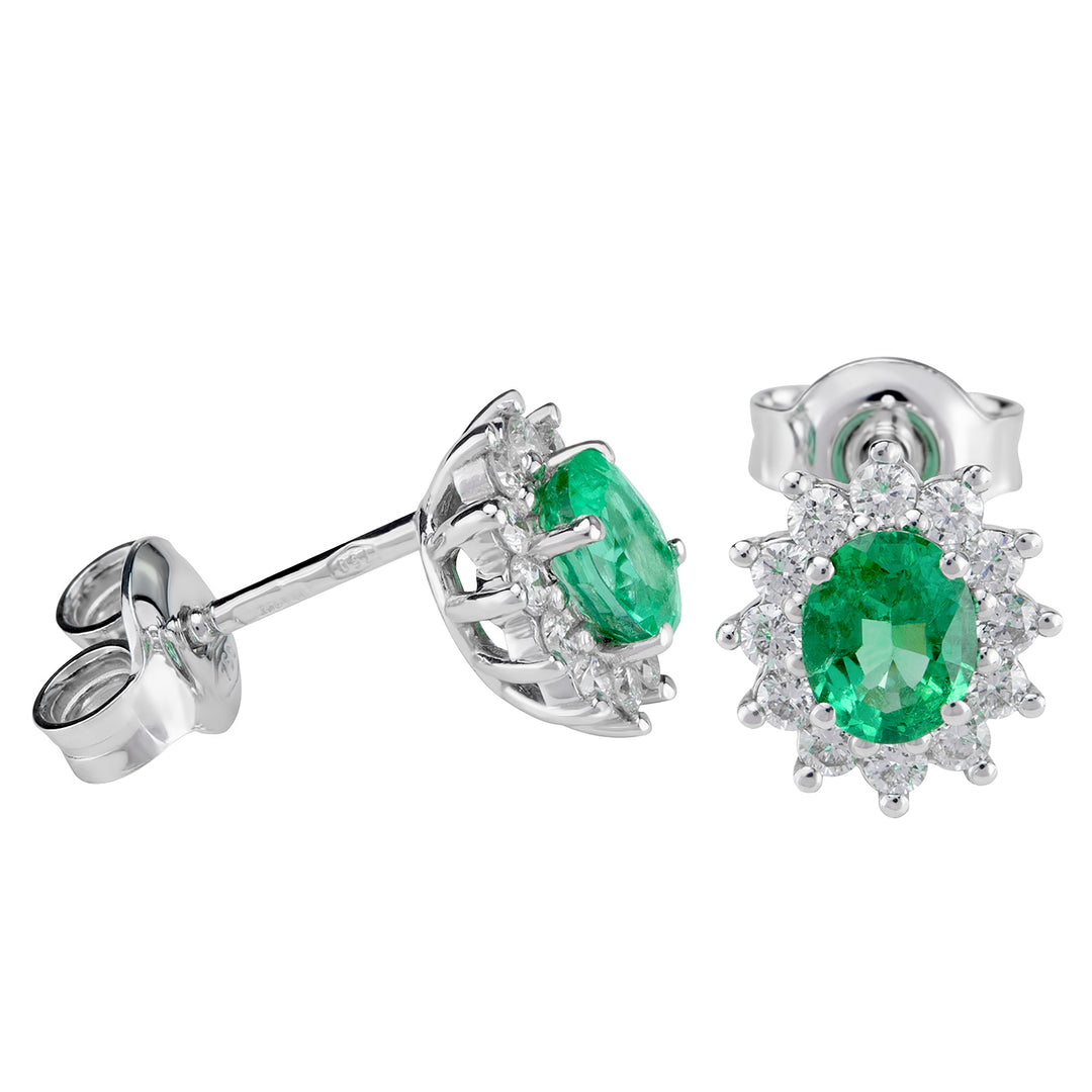 Golay 5x4 oval emerald earrings with diamond outline OCL021WDISM-23256110072