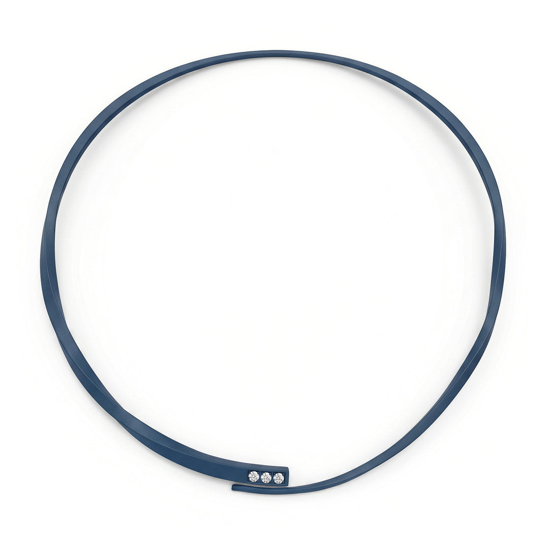 Golay blue titanium necklace with three diamonds on the opening GD017DIBL
