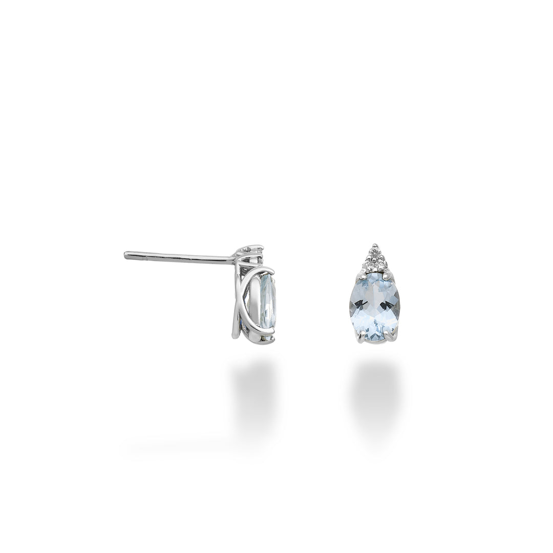 Mikiko or 9k oval aquamarine 7x5 and three diamonds MO5172R4AM