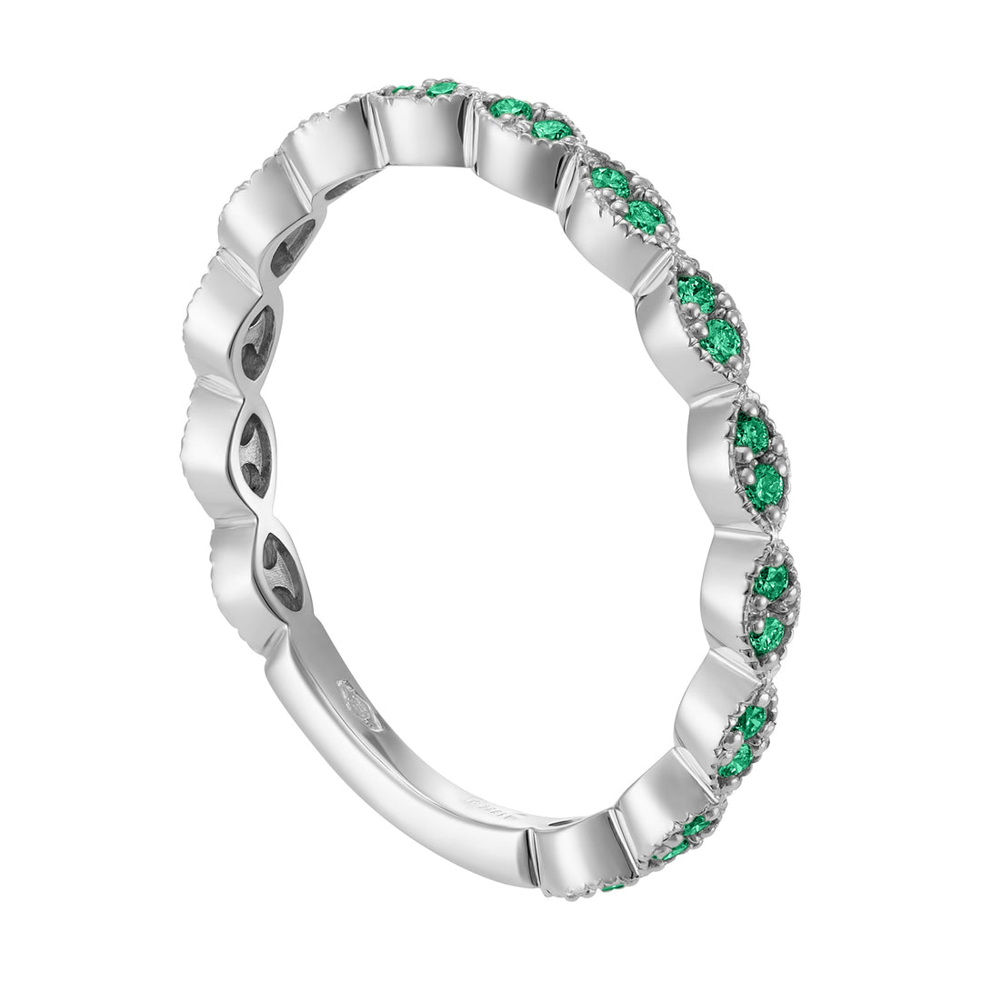 World Diamond Group emerald finger ring with shuttle settings AET026BSM6