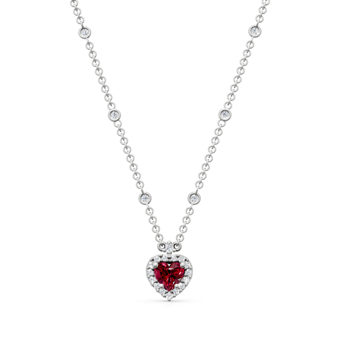 Golay 5x5 heart and contour ruby pendant necklace GCLC528DRU55-24313110050