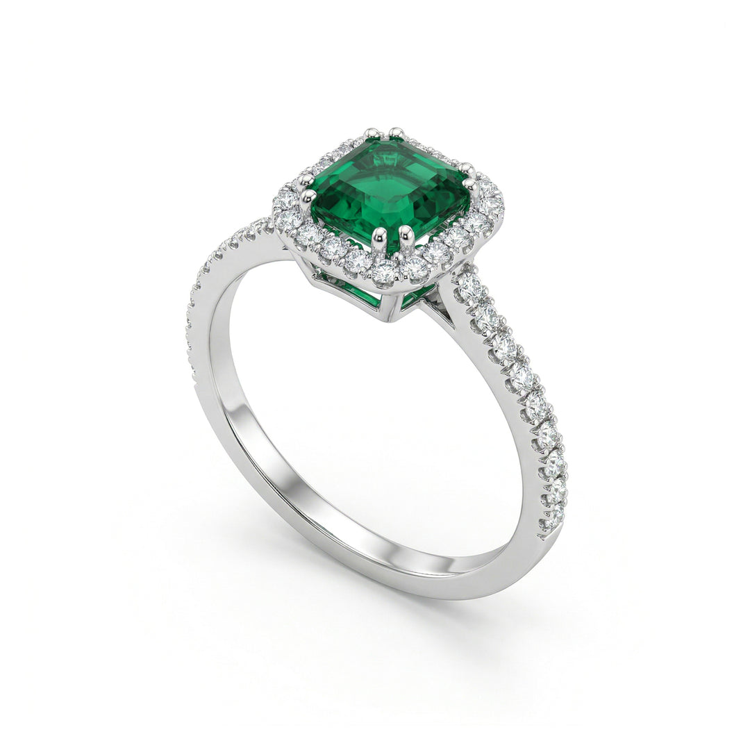 Golay octagonal emerald ring 5x5 and diamond outline ACLC072DISM55-23251110035