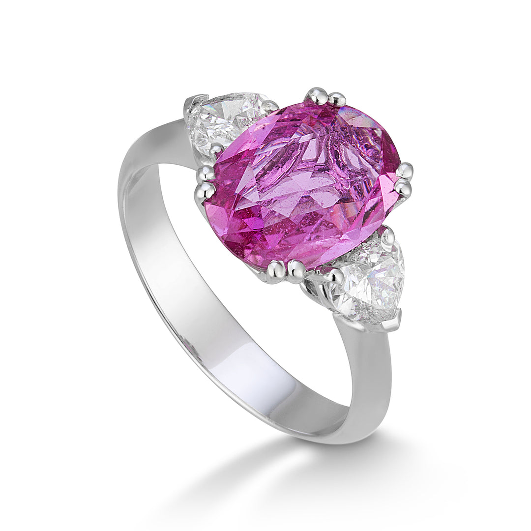 Golay diamond and pink sapphire ring 9x12 ACL138DZP129-22179110020
