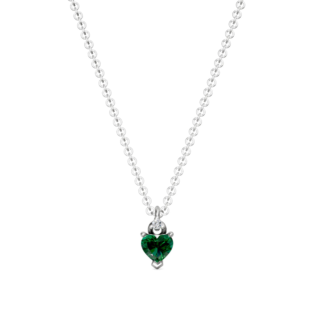 Golay 5x5 heart emerald necklace with counter link GCL579DSM55-24318110026