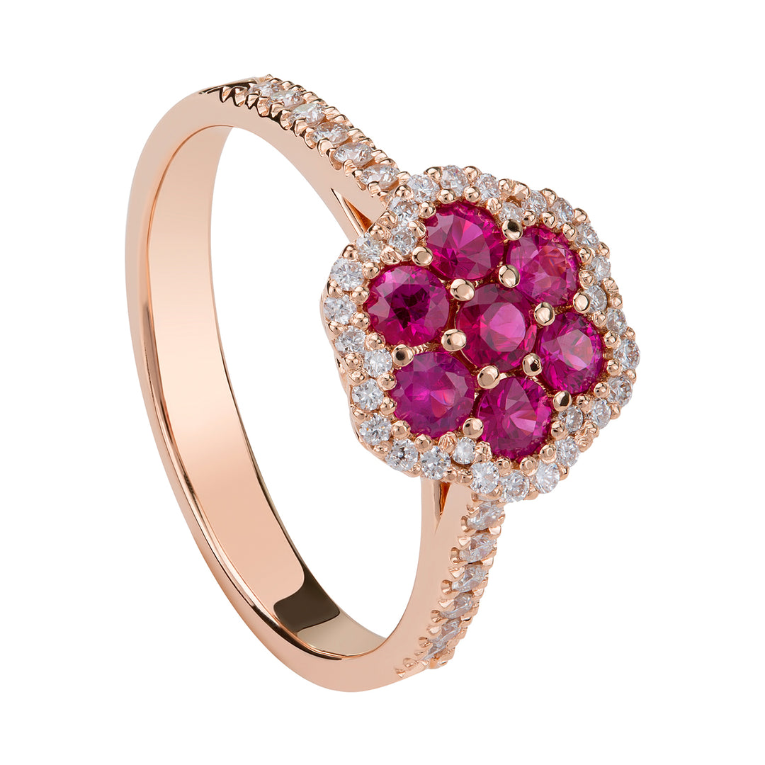 Golay multistone flower ring with white pave rubies APV007DIRU-18299110140