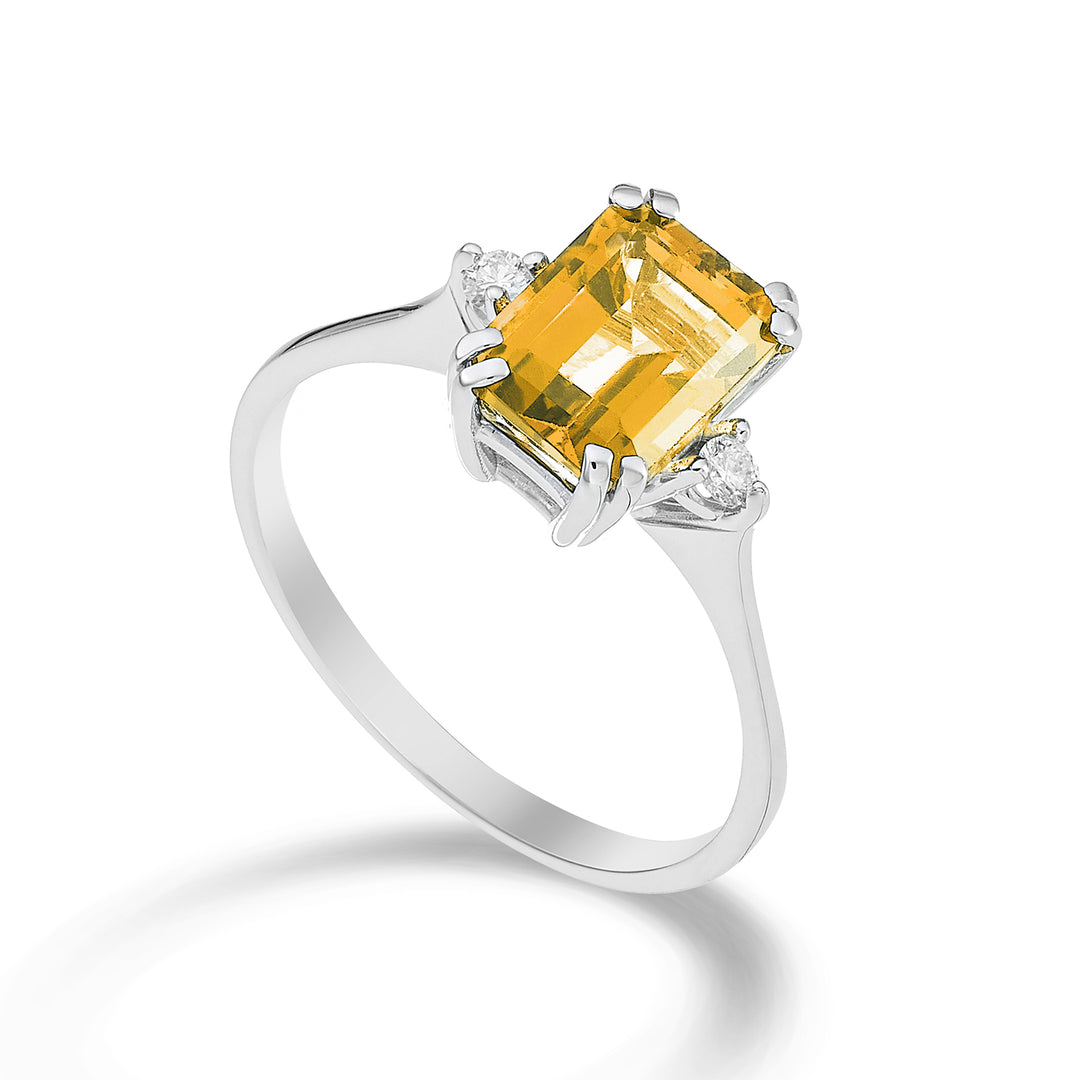 Nihama an 18k octagonal citrine 8x6 ct.1,30 diam. ct.0,06 NACL090DICITR3O4