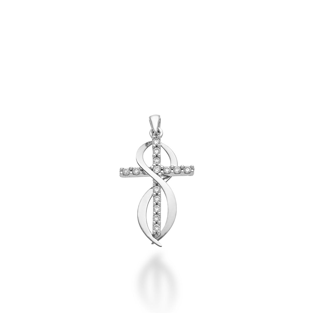 Mikiko pe 18k 0.15 ct white gold cross 1.7 cm MP5022O4BR015