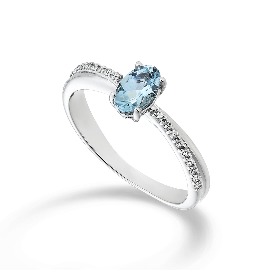 Nihama an 18k oval aquamarine 6x4 ct.0,30 diam. ct.0.07 NA5103O4AM